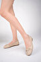 Genuine Leather Beige Women's Leather Ballerinas Dp58-4053 - 2