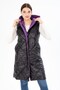 Women's Long Fixed Hooded Padded Double Sided Quilted Fiber Vest 8649