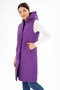 Women's Long Fixed Hooded Padded Double Sided Quilted Fiber Vest 8649 - 8