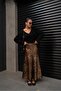 Brown Elastic Waist Leopard Patterned Skirt - 3