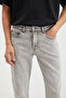 Gılberto Men's Carrot Fit Carrot Leg Vintage Washed Thick Textured Denim Light Gray Jeans - 4