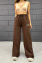 Women's Brown Wide Leg Printed Sweatpants - 5