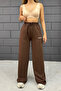 Women's Brown Wide Leg Printed Sweatpants - 7