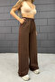 Women's Brown Wide Leg Printed Sweatpants - 6