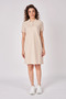 Women's Polo Neck Short Sleeve Regular Fit Basic Dress Beige Melange