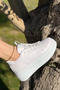 Dakota White Matte Leather Women's Sneakers - 8