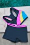 Gray Color Girl Swimmer Bottom-top Suit Swimsuit - 2