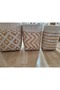 Basket, Made of Hard Wicker with Fabric Around It Strappy Leather N Basket White Medium - 2