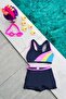 Gray Color Girl Swimmer Bottom-top Suit Swimsuit
