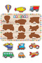 Wooden Puzzle Cute Vehicles - Car, Plane, Train, Bus Find-Plug Educational and Learning Puzzle - 3
