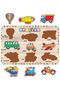 Wooden Puzzle Cute Vehicles - Car, Plane, Train, Bus Find-Plug Educational and Learning Puzzle - 2