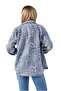 Women's Light Blue Ethnic Patterned Cashmere Shirt with Buttons - 4