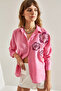 Women's Pink Sequin Embroidered Linen Ayrobin Shirt 60181027 - 4