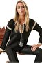 Black Knitwear Sweater - Long Sleeve, Openwork Collar and Tie - 4