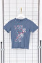 Indigo Boy Dinosaur Patterned T-Shirt - Cotton, Knitted Tkdss24Ts00035 - 2