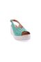 Wedge Sole Heeled Sandals Grass Green Genuine Leather 291183219 - 2