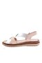 Women's Cross Strap Velcro Sandals Beige Silver Genuine Leather 4113243 - 3