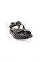 Black Genuine Leather Women's Sandals - Velcro, Model 183244 - 2