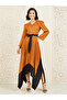 Pleated Contrast Handkerchief Hem Self Tie Up A-Line Midi Dress