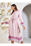Boho Print A-Line Midi Dress with Waist Tie Up - 2