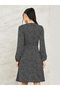Ditsy Print Tie-Up Neck Knee Length Dress - 4