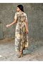 Marble Print A-Line Wrap Maxi Dress - 8