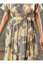 Marble Print A-Line Wrap Maxi Dress - 3