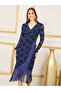 Floral Jacquard Tassel Asymmetric Hem Midi Dress