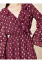 Foil Print Ruffle Detail Layer Sleeves A-Line Maxi Dress - 3