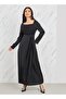 Dobby Detail Square Neck A-Line Midi Dress - 5