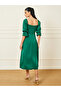 Solid Sweetheart Neck A-Line Midi Dress - 4
