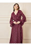 Foil Print Ruffle Detail Layer Sleeves A-Line Maxi Dress - 2