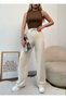 Women's Stone High Waist Lace-up Elastic Waist Wide Leg Sweatpants