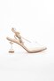 Women's Transparent Thin Heels 7 cm Laced Nude - 5