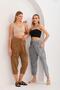 Women's Gray Front Double Pocket Linen Shalwar Trousers - 7