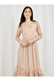 Lace Sheer Detail A-Line Tiered Maxi Dress - 2
