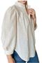 Beige Women's Blouse - Scallop Embroidered and Buttoned - 2
