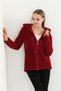 Welsoft Zippered Hoodie Short Fleece Claret Red - 5
