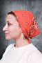 Orange Patterned 100% Coton Biker Bandana - Unisex Women/Men Model 1, Pack of Two