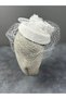Elegant Simple Wedding Hat with Floral Detail Bridal Cap - 2