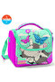 Kids Aqua Green Pink Cat Patterned Thermo Lunch Box11707