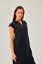 Black Modal V-neck Woven Dress - 3