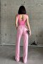 Pink Elastic Slit High Waist Sweatpants - 6