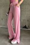 Pink Elastic Slit High Waist Sweatpants - 2