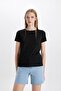 Regular Fit Crew Neck Basic Short Sleeve T-Shirt W7299Azns