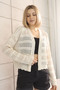 V-Neck Long Sleeve Openwork Hollowed Out Skirt Wavy Buttonless Summer Short Knitwear Cardigan - 4