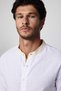 Men's Slim Fit Slim Fit Long Sleeve 100% Cotton Linen Texture White Shirt with Prevailing Collar Epaulettes - 3