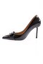 Black Patent Leather Pointed Toe Accessory Thin Heeled Women's Shoes - 21611012859 - 5