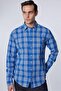 Slim Fit Long Sleeve Tight Fit Checkered Linen Texture Summer Men's Shirt - 2