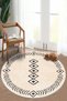 Digital Print Washable Non-Slip Sole Stain Resistant Beige Round Kitchen Rug and Living Room Rug